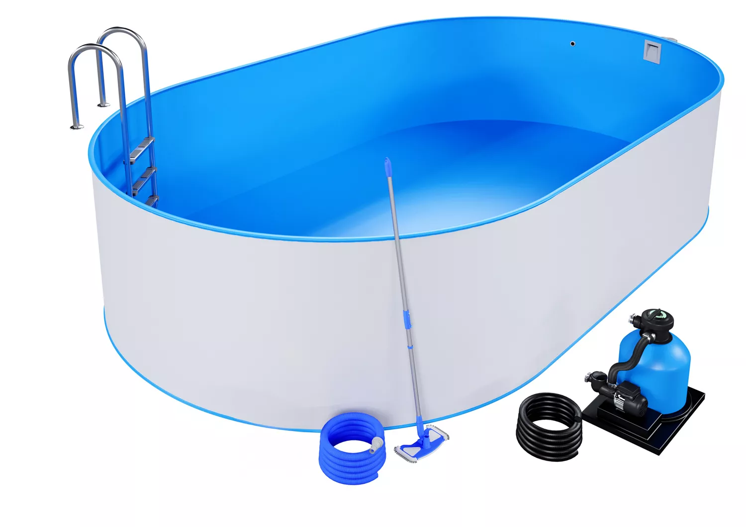 Stahlwandpool Komplettset Comfort Oval Blau 0,8mm - 4,00m x 10,00m x 1,50m