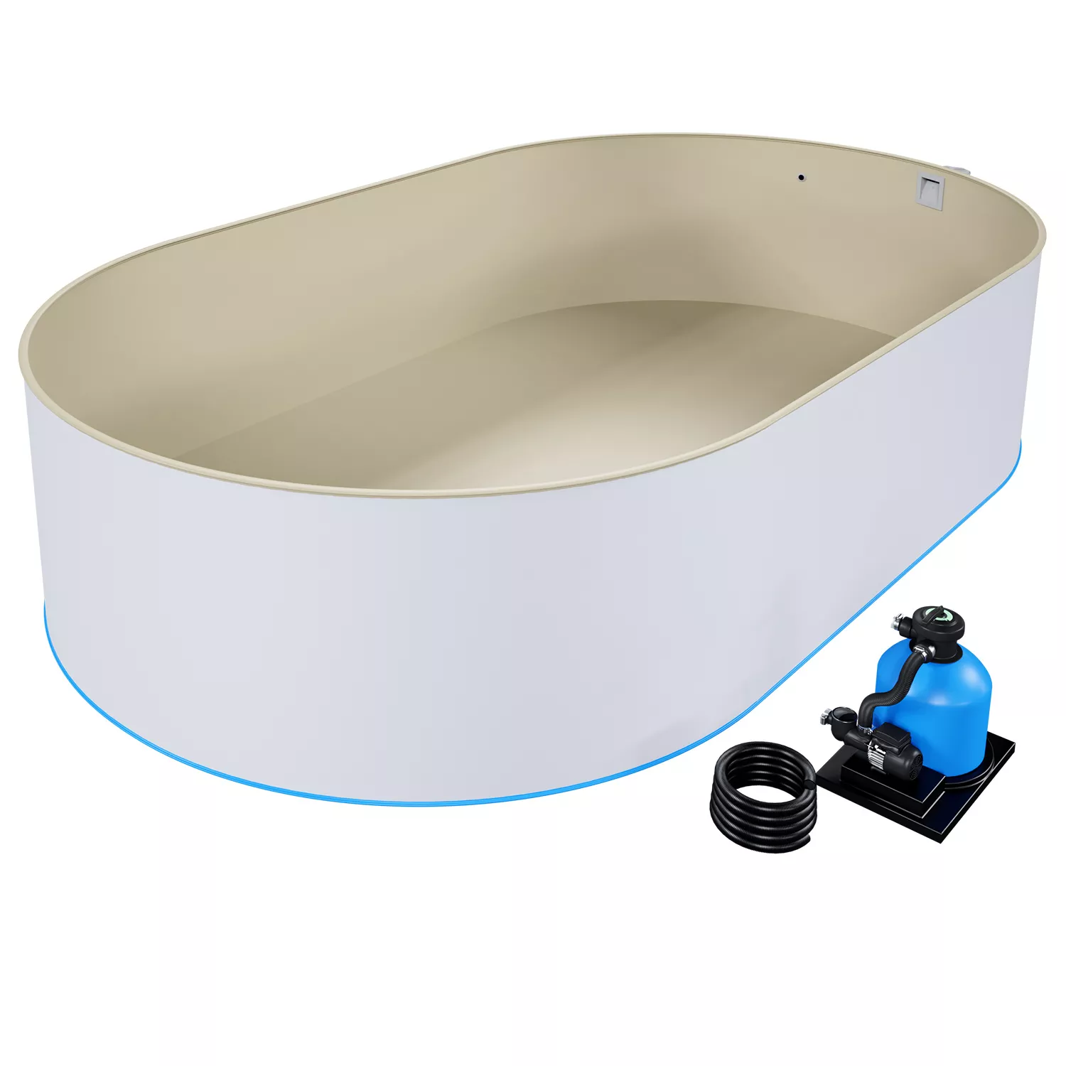 Studio-Ovaler-Pool-Eingelassen-Basic-Sand-HQ-001 Stahlwandpool Komplettset Basic Oval Sand