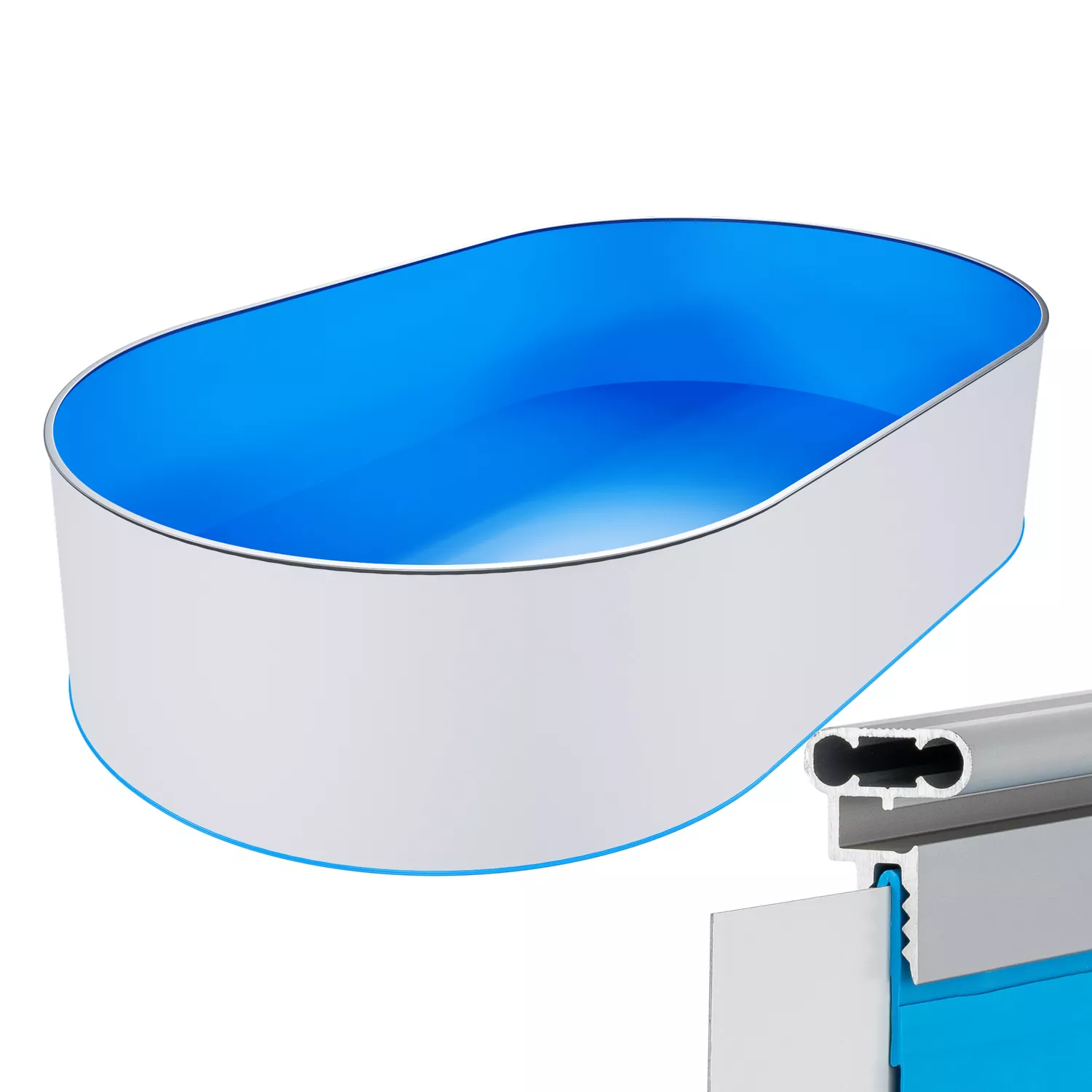 Stahlwandpool Oval Blau mit Alu Handlauf - 3,20 m x 5,25 m x 1,20 m