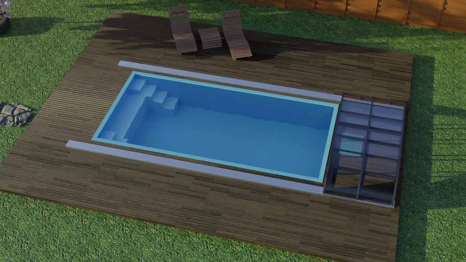 PP-Pool Komplettset Premium Blau mit Horizon-Überdachung - 8,00 x 3,00 x 1,36 m