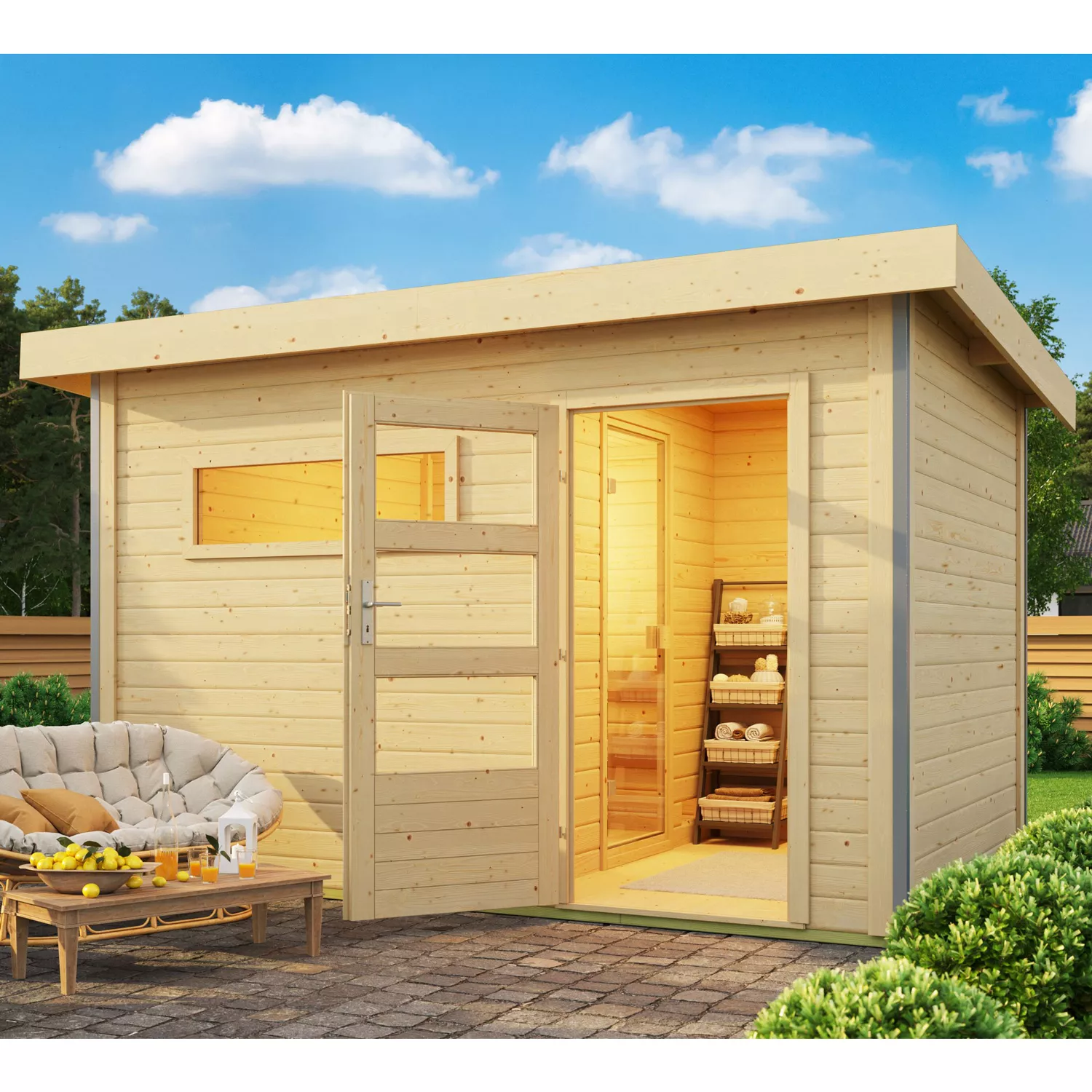 karibu_skrollan_2_bio_aussensauna_natur_1 Karibu Comfort Skrollan 2 Bio Außensauna natur