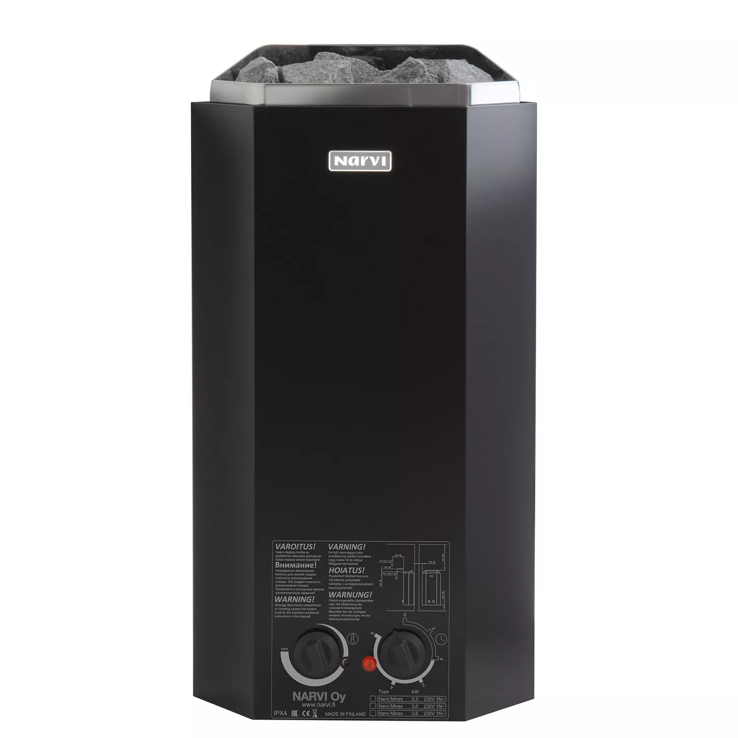 Narvi_Minex_Schwarz_Saunaofen_inkl_Steuerung1 Narvi Minex Saunaofen mit integr. Steuerung - 3,6 kW