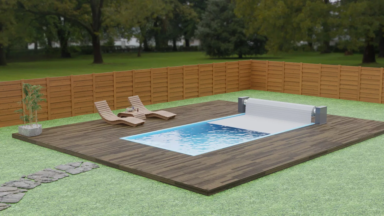 PP-Pool Komplettset Comfort Blau mit Rollladenabdeckung