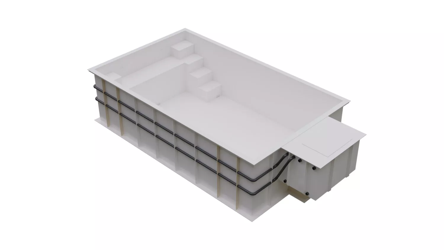 PP-Pool Komplettset Premium Weiß mit Horizon-Überdachung - 5,00 x 3,00 x 1,36 m