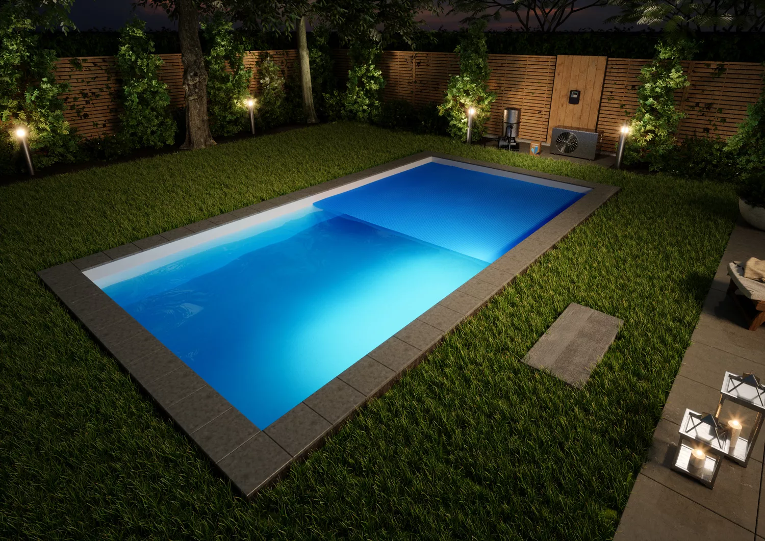 Styroporpool Komplettset Premium Weiß mit Treppe Colossos - 700 x 350 x 150 cm