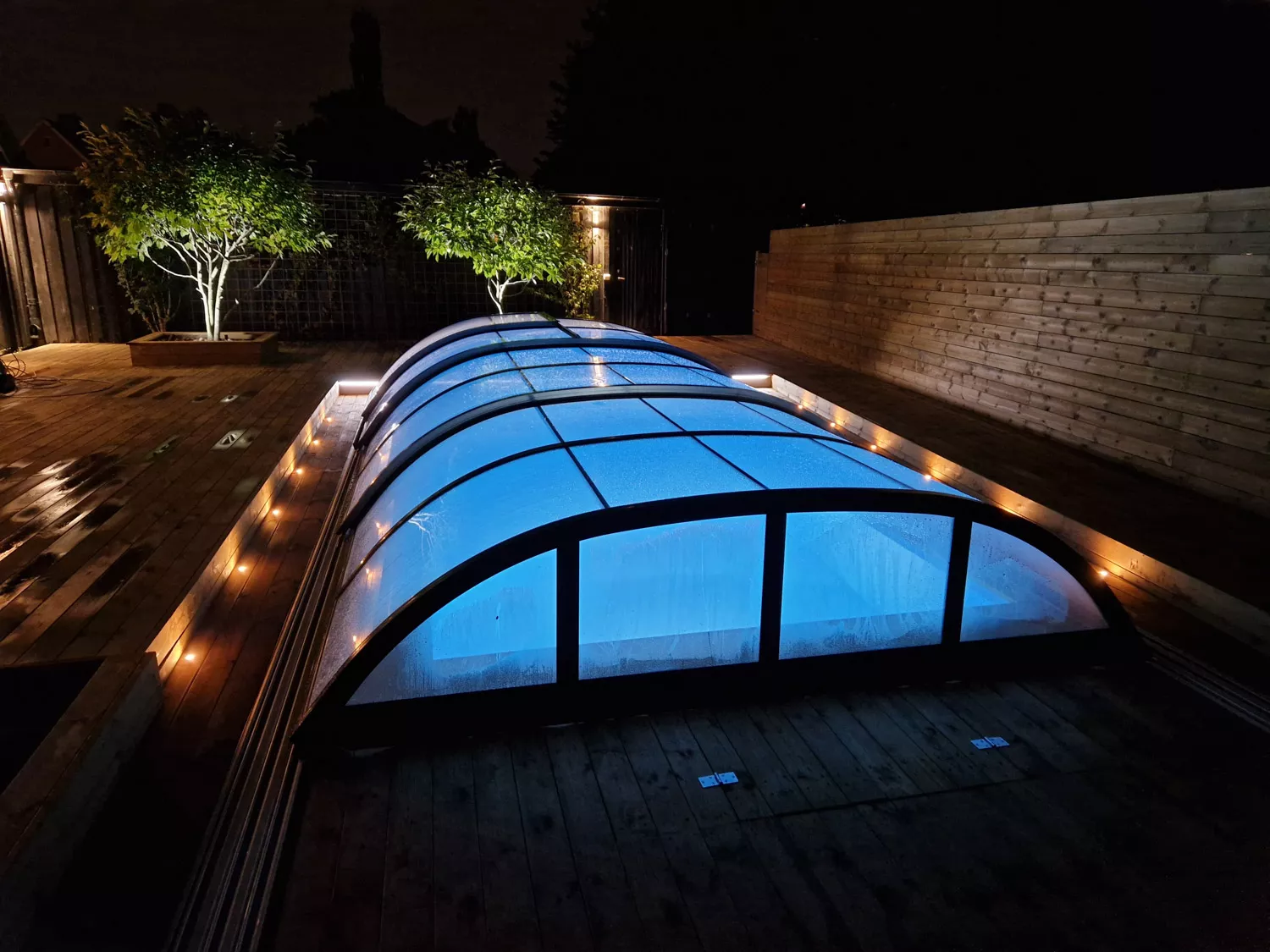 PP-Pool Komplettset Premium Blau mit Horizon-Überdachung - 8,00 x 3,00 x 1,36 m