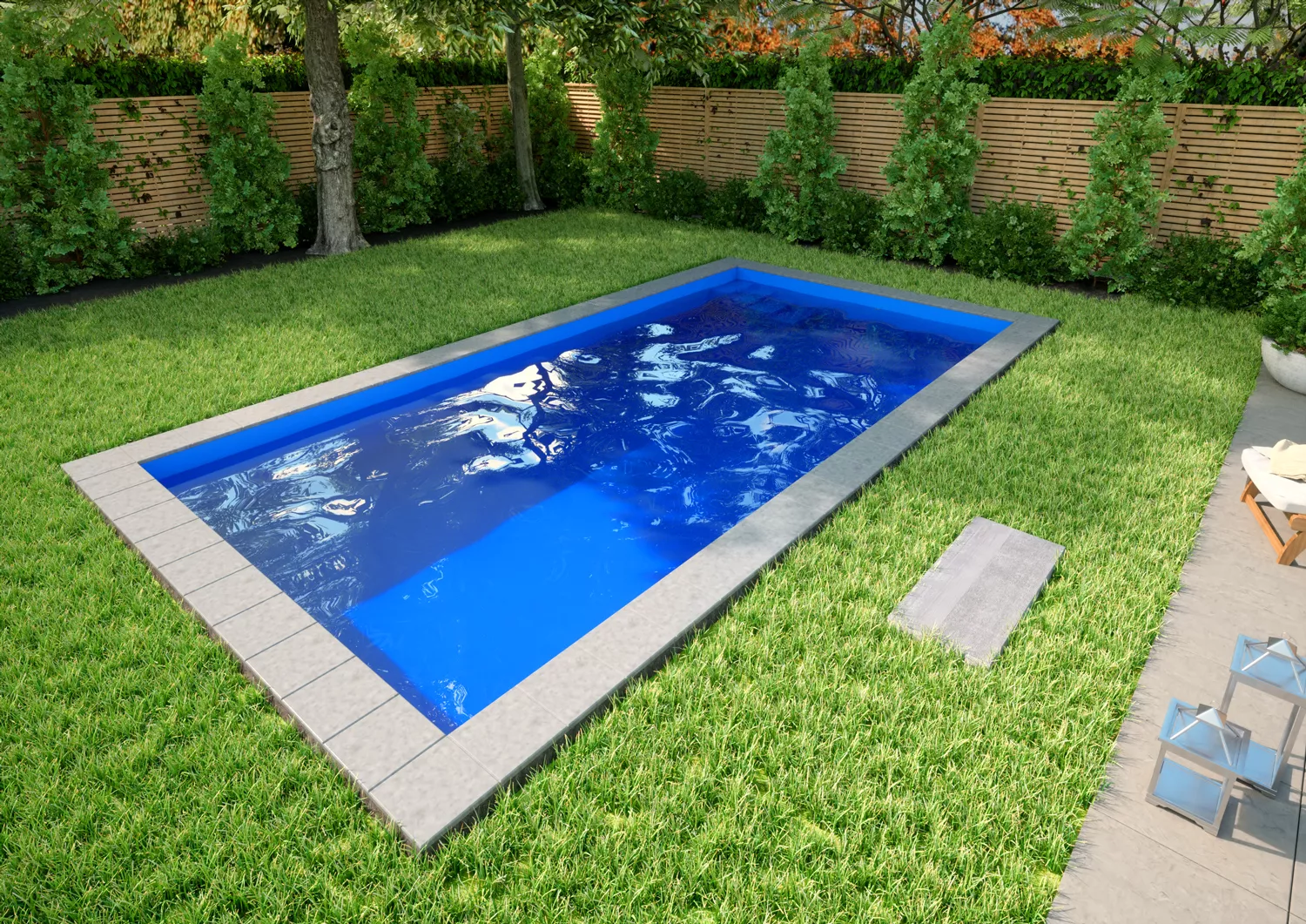 Styroporpool Blau mit Ecktreppe Variofit 