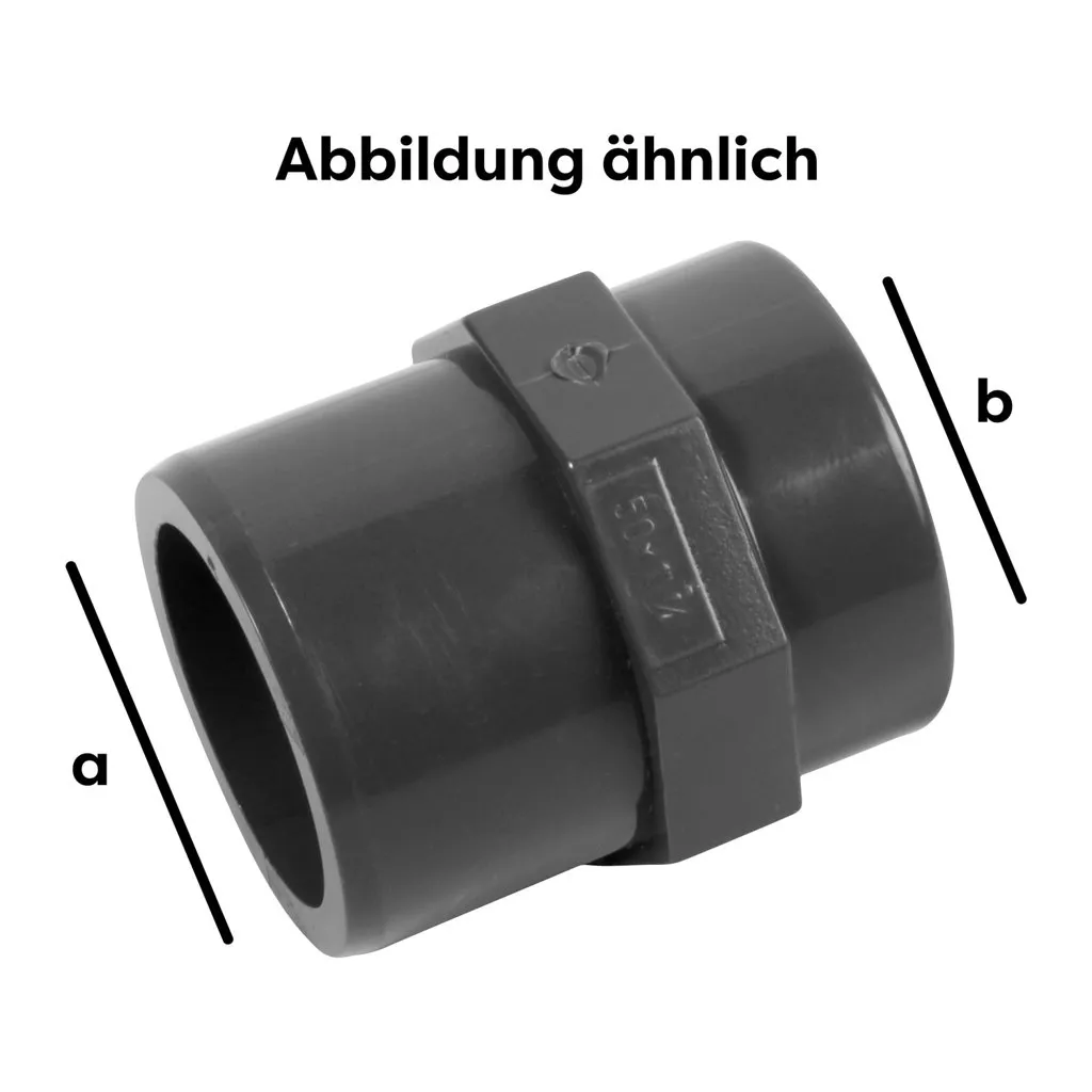 pvc-reduktionsnippel-abmessungen PVC Reduktionsnippel 32 x 1/2