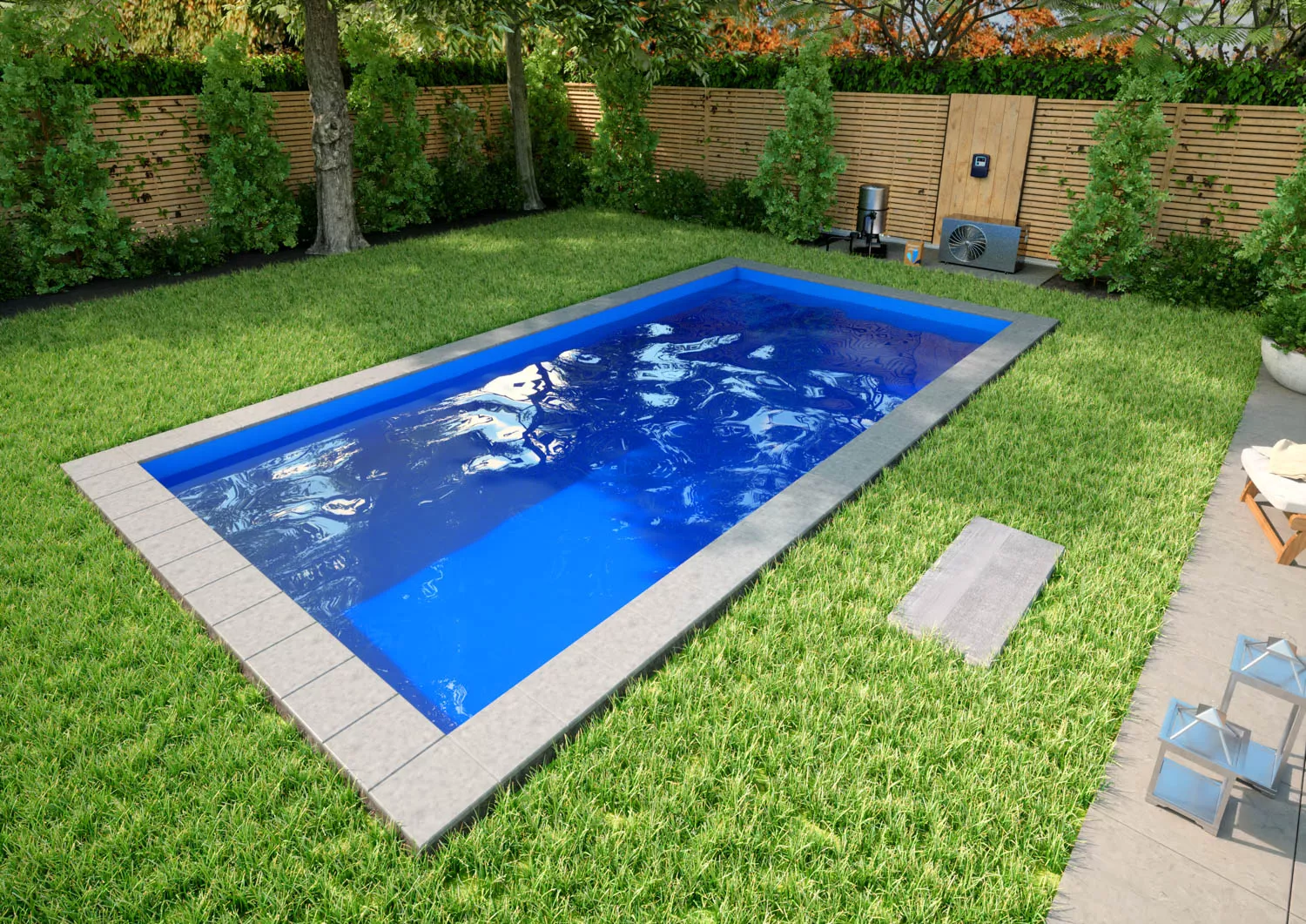 Styroporpool Komplettset Premium Blau mit Ecktreppe Smaragd