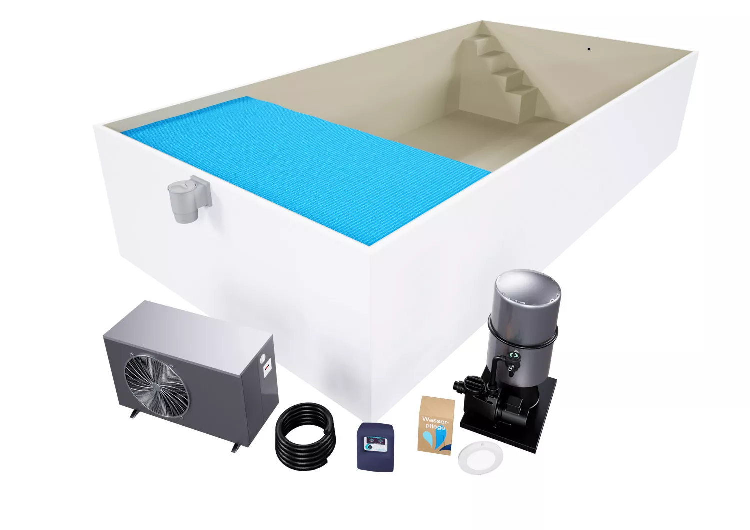 Isotherm-Pool Komplettset Premium sand mit Ecktreppe Variofit