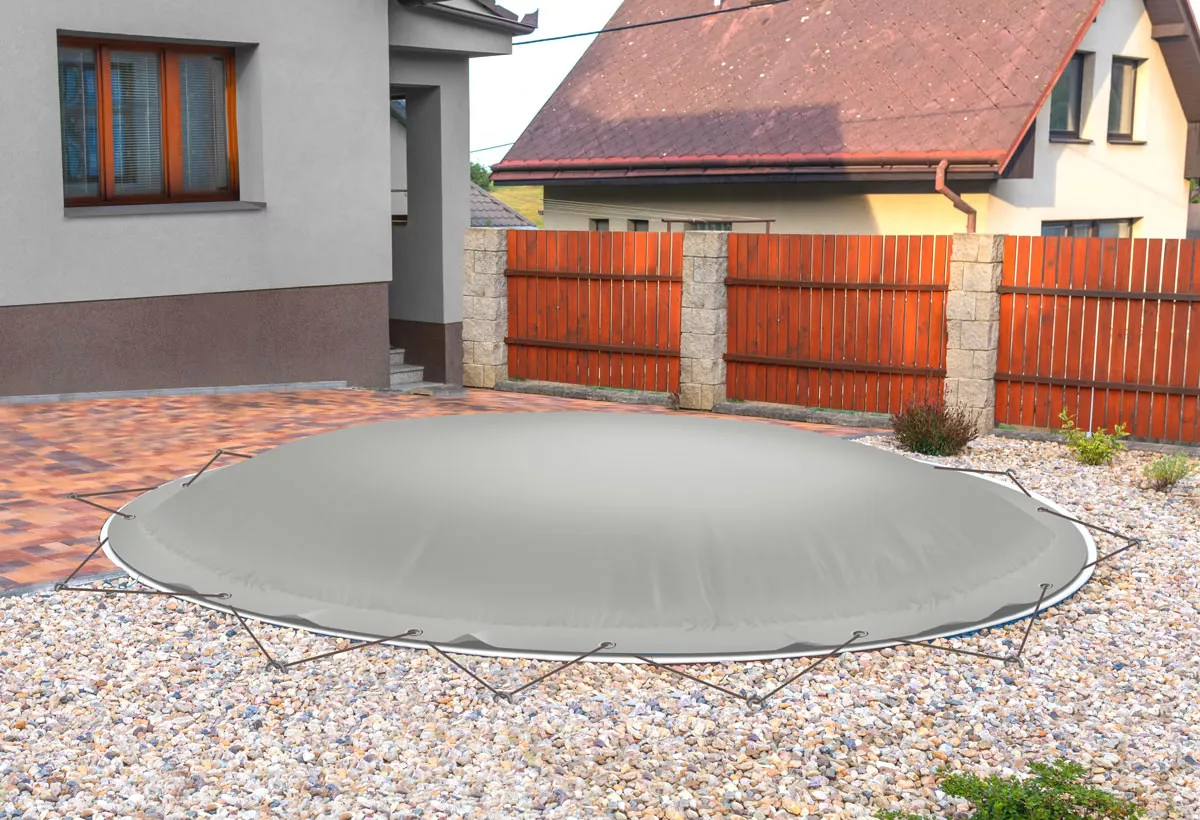 Aufblasbare Poolabdeckung Rundbecken grau 