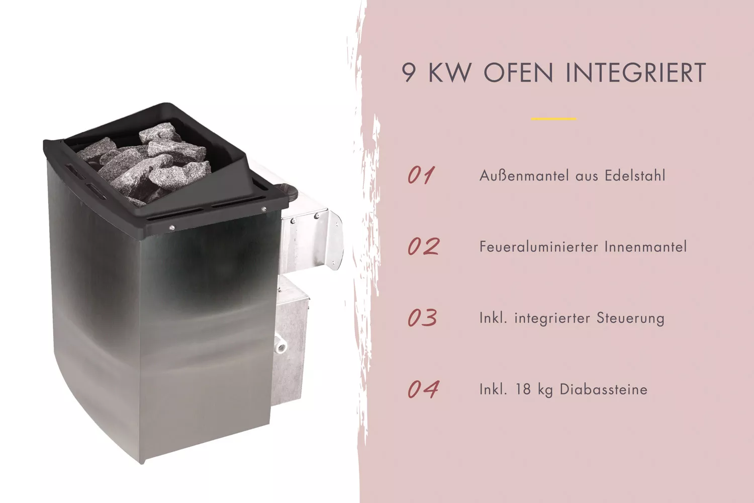Karibu Classic Variado Systemsauna mit 9 kW Bio-Kombi Saunaofen und Graphit Ganzglastür