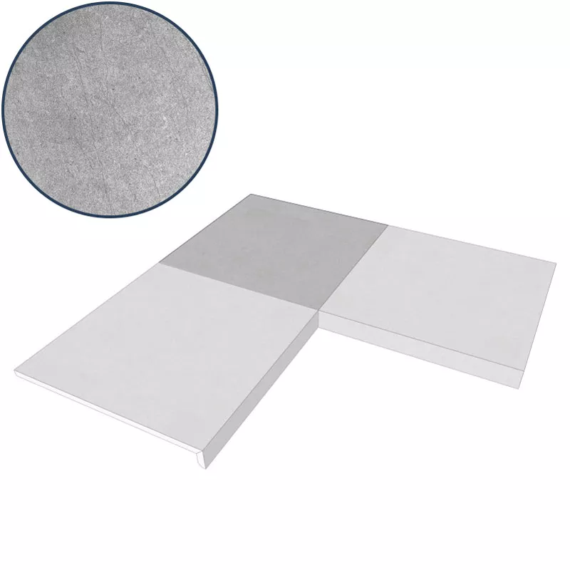 Scandi Roc Ceramica Firenze Exclusive Size Nordic Silver Grey Innenecke - 60 x 60 cm