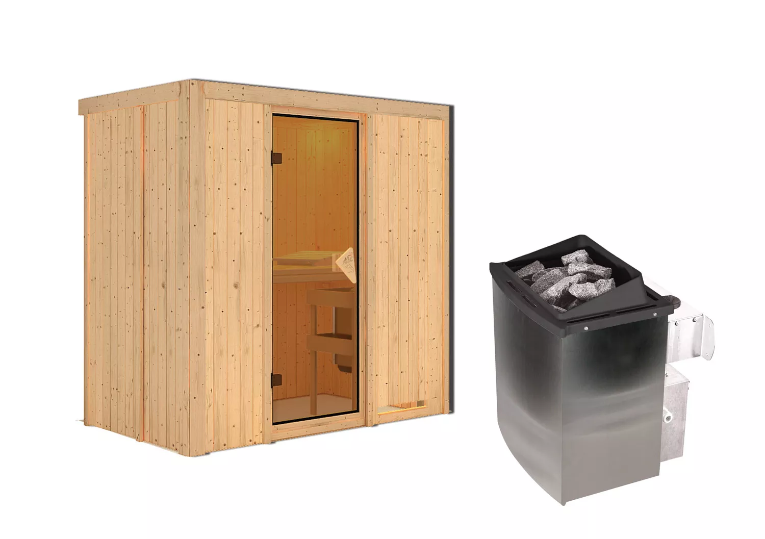 Karibu_Classic_Variado_Systemsauna_mit_9_kW_Saunaofen_und_bronzierte_Ganzglastuer_4 Karibu Classic Variado Systemsauna mit 9 kW Saunaofen und bronzierte Ganzglastür