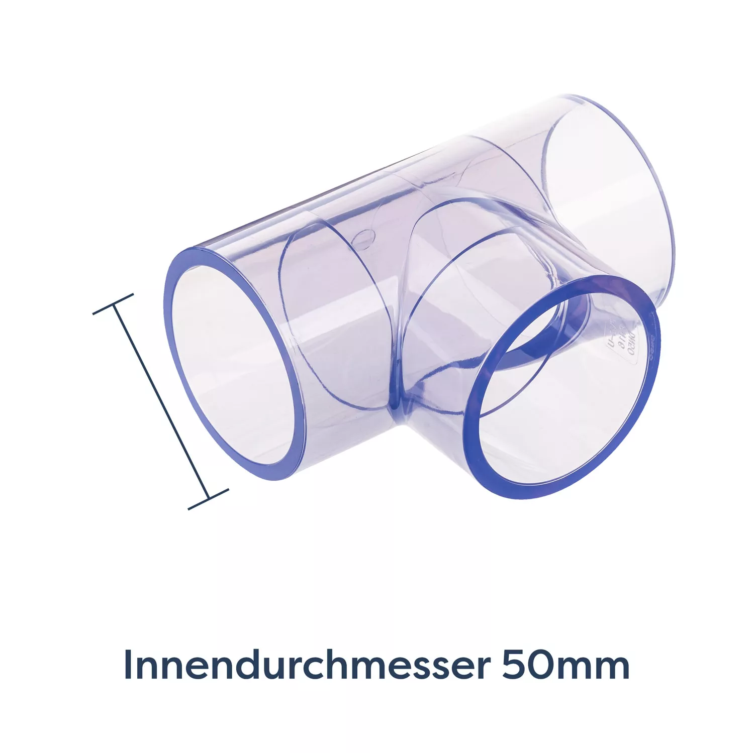 pvc-t-stueck-90-grad-transparent-masse-50mm PVC T-Stück 90 Grad transparent - d 50 mm