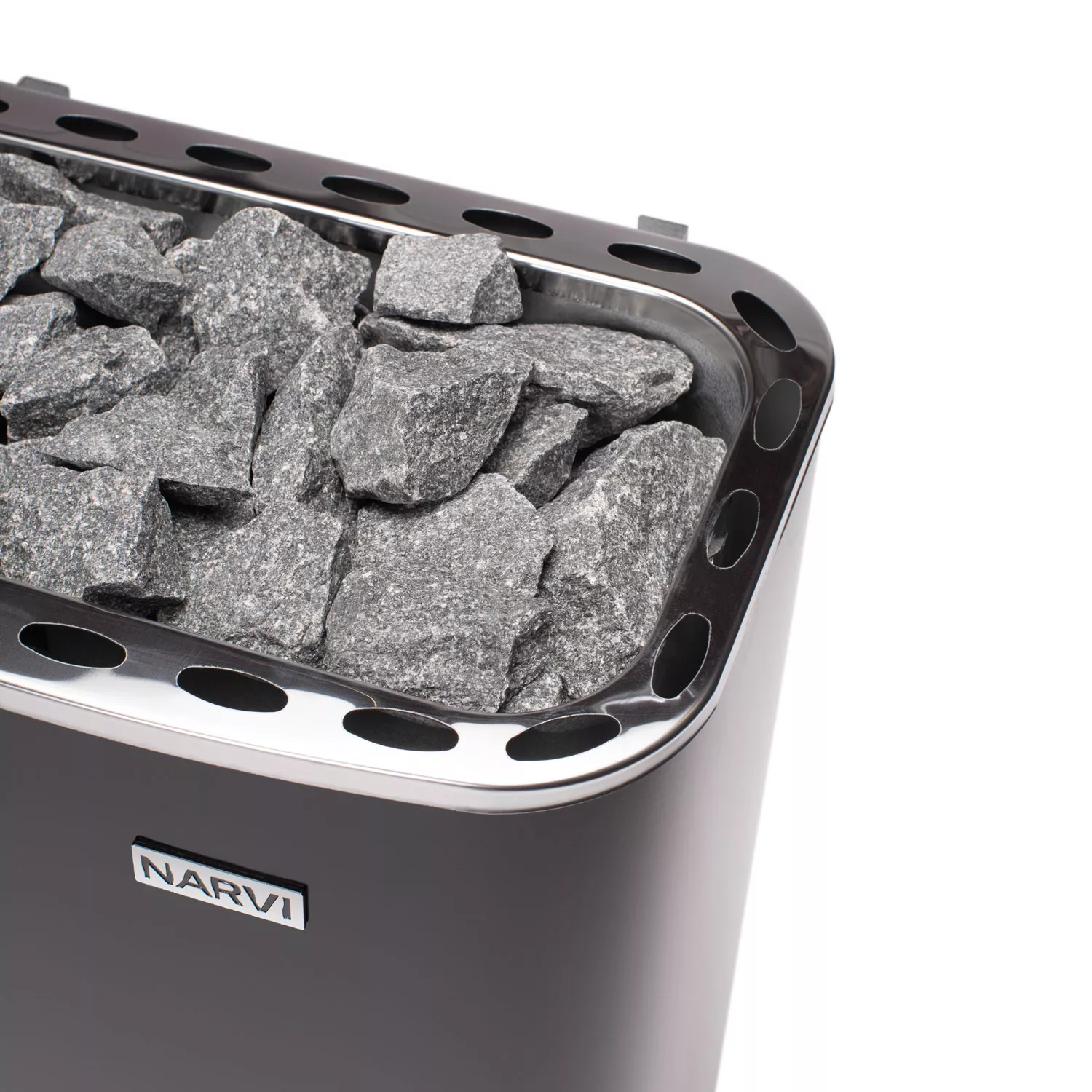 narvi-fjall-e-schwarz-mit-steuerung-oben-nah Narvi Fjäll 600 Schwarz Saunaofen mit integr. Steuerung - 6 kW