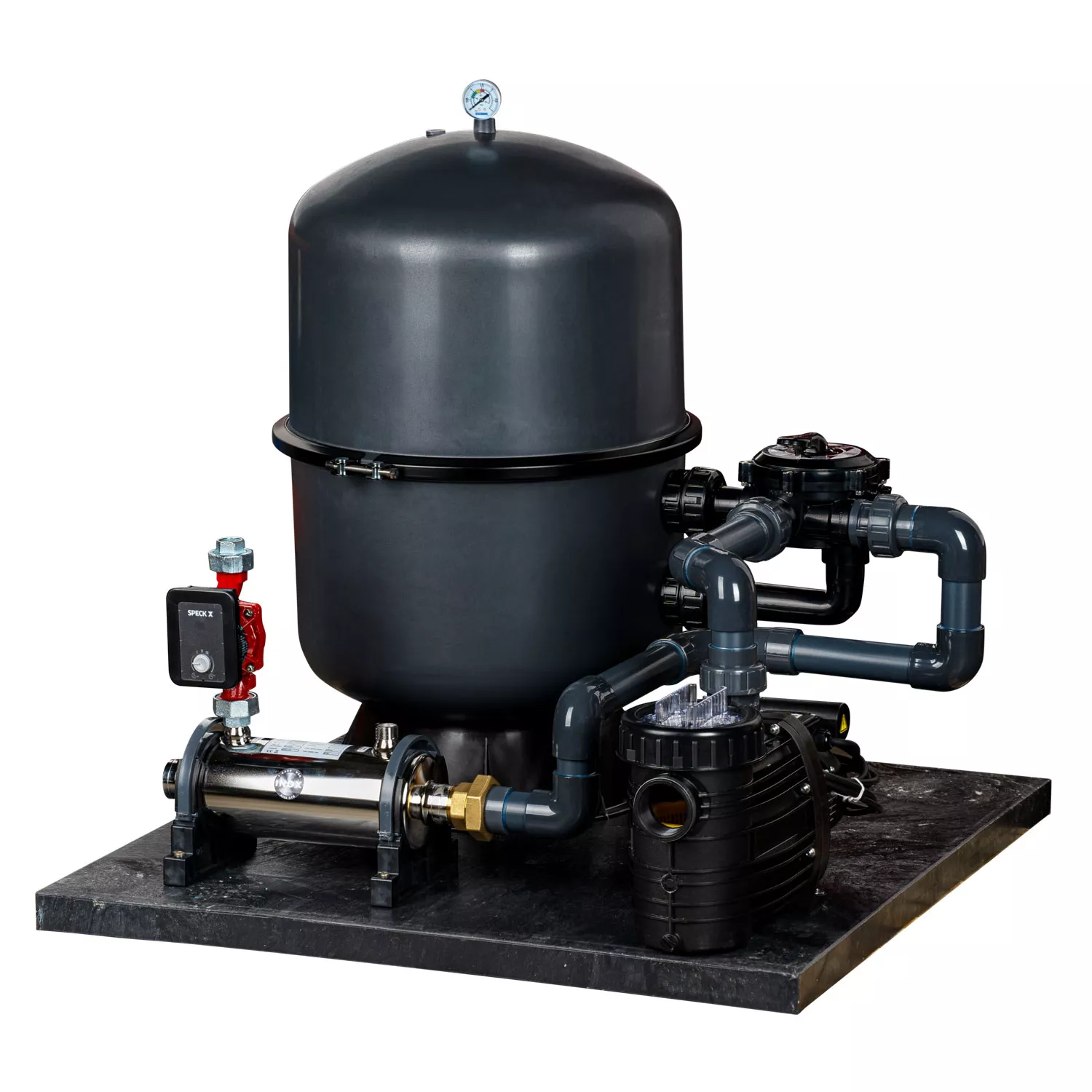 Heizfilteranlage Bilbao 400 mm mit Top II 8 m³ 230 Volt