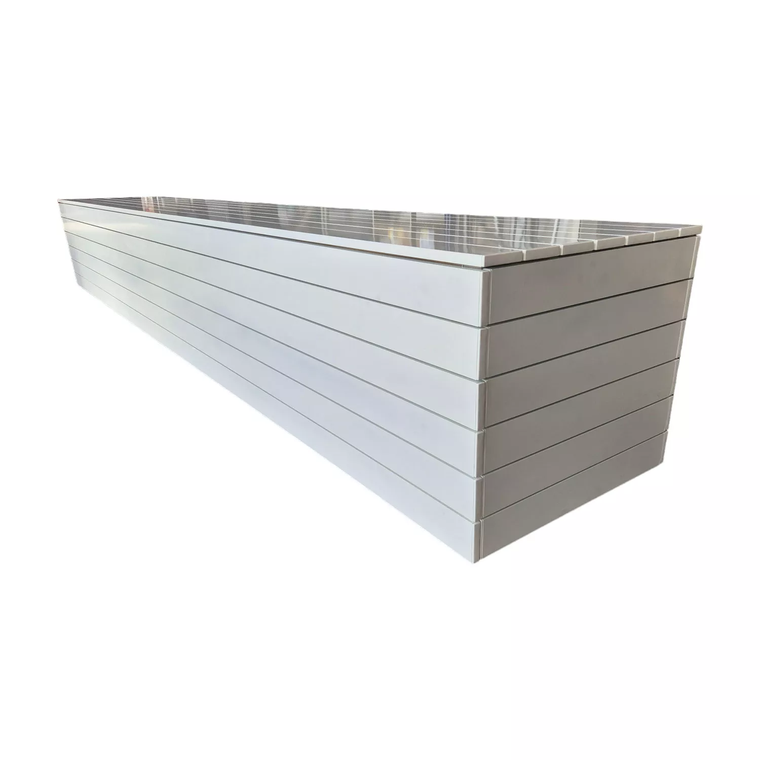 alu-box-seitlich3 Poolpowershop Aufrollvorrichtung für Poolrolladen - 3,00 m Breite, Silbergrau Aluminium