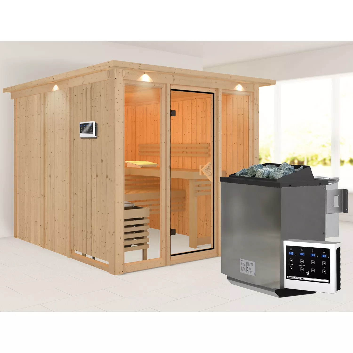 karibu_superior_askja_systemsauna_mit_dachkranz_0 Karibu Superior Askja Systemsauna mit Dachkranz