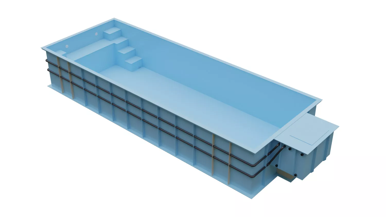 PP-Pool Komplettset Premium Blau mit Horizon-Überdachung - 8,00 x 3,00 x 1,36 m