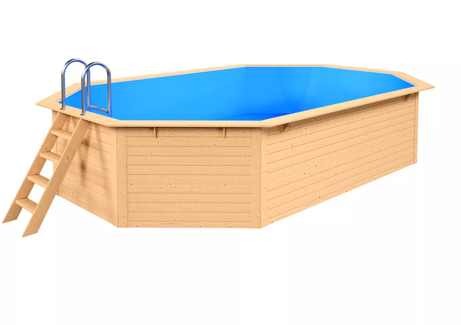 Holzpool-Einzelbecken-Oval-BlauNatur000--001 Holzpool Oval Natur/ Blau - 610 x 400 x 124 cm