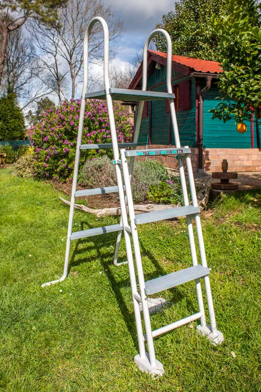 gre-lili2-holzpool-komplettset-rund-treppe Gre Lili 2 Holzpool Komplettset Rund Blau - D 2,80 m, Tiefe 1,07 m