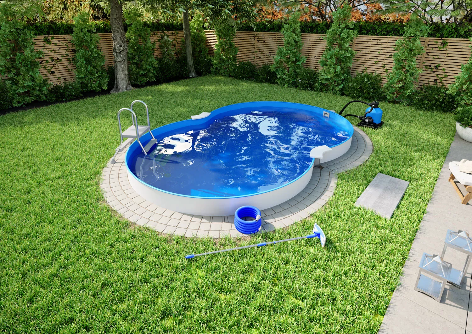 stahlwandpool-komplettset-comfort-achtform-blau-teileingelassen-garten Stahlwandpool Komplettset Comfort Achtform Blau 0,8mm - 3,20m x 5,25m x 1,20m, Teileingelassen