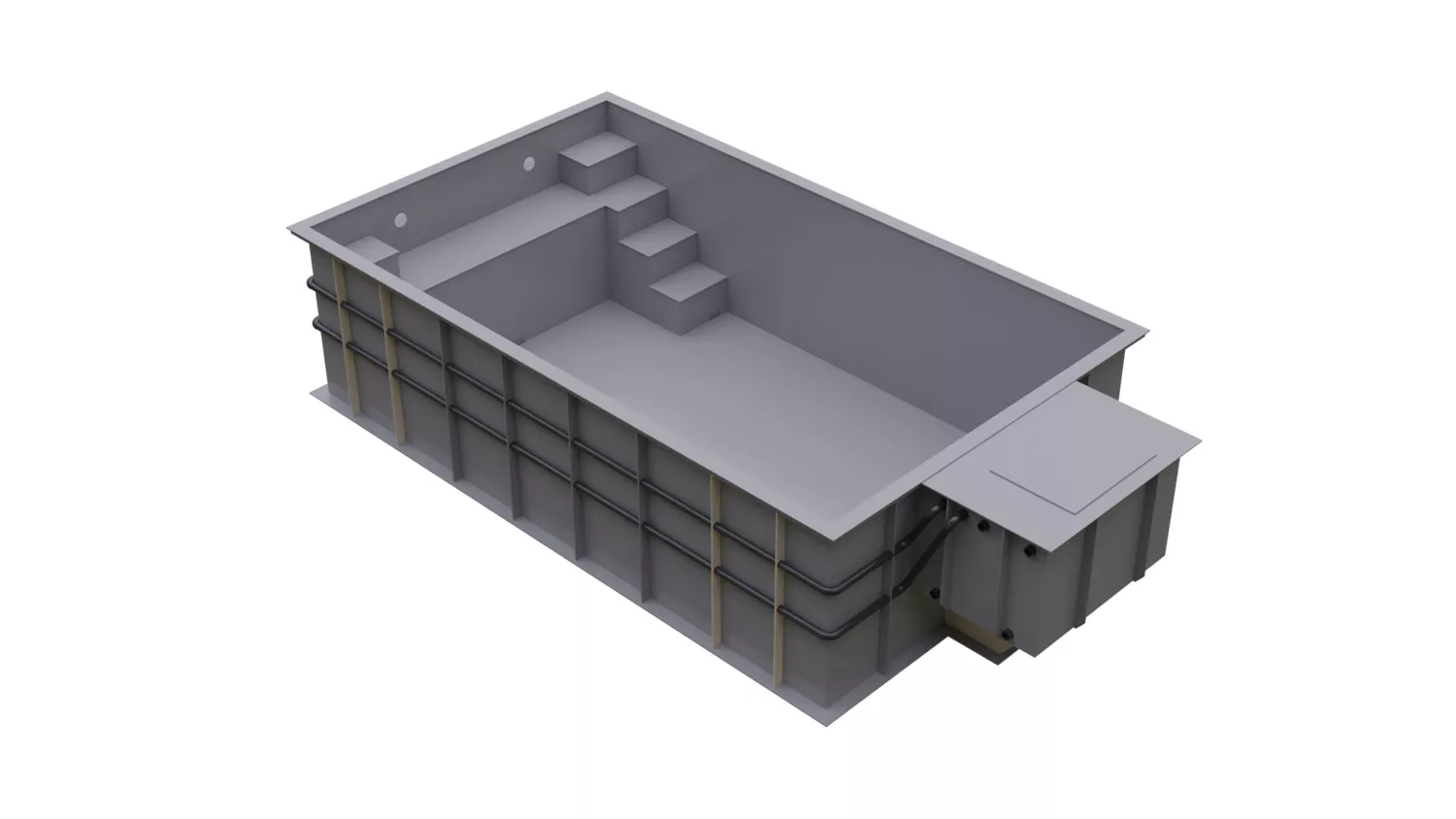 pp-pool-basic-grau_6 PP-Pool Komplettset Basic Grau mit Sicherheitsabdeckung - 5,00 x 3,00 x 1,36 m