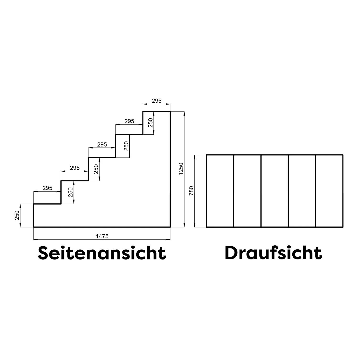 Pooltreppe Variofit 5-stufig - 147,5 x 78 x 125 cm