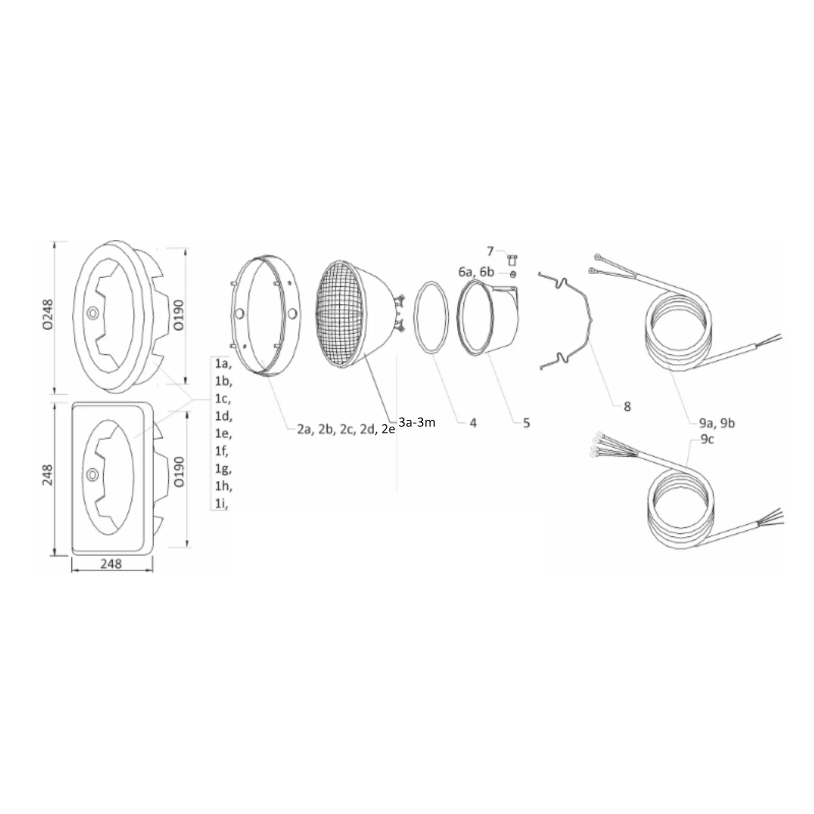 MTS UWS 12 V / 300 W Einsatz V4A Rund ohne Einbaugehäuse