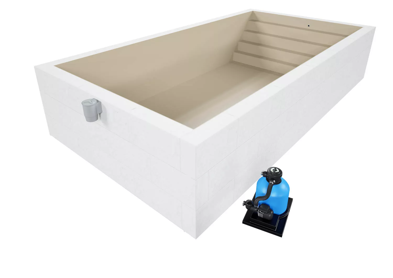 Styroporpool Komplettset Basic Sand mit Treppe Colossos - 600 x 300 x 150 cm