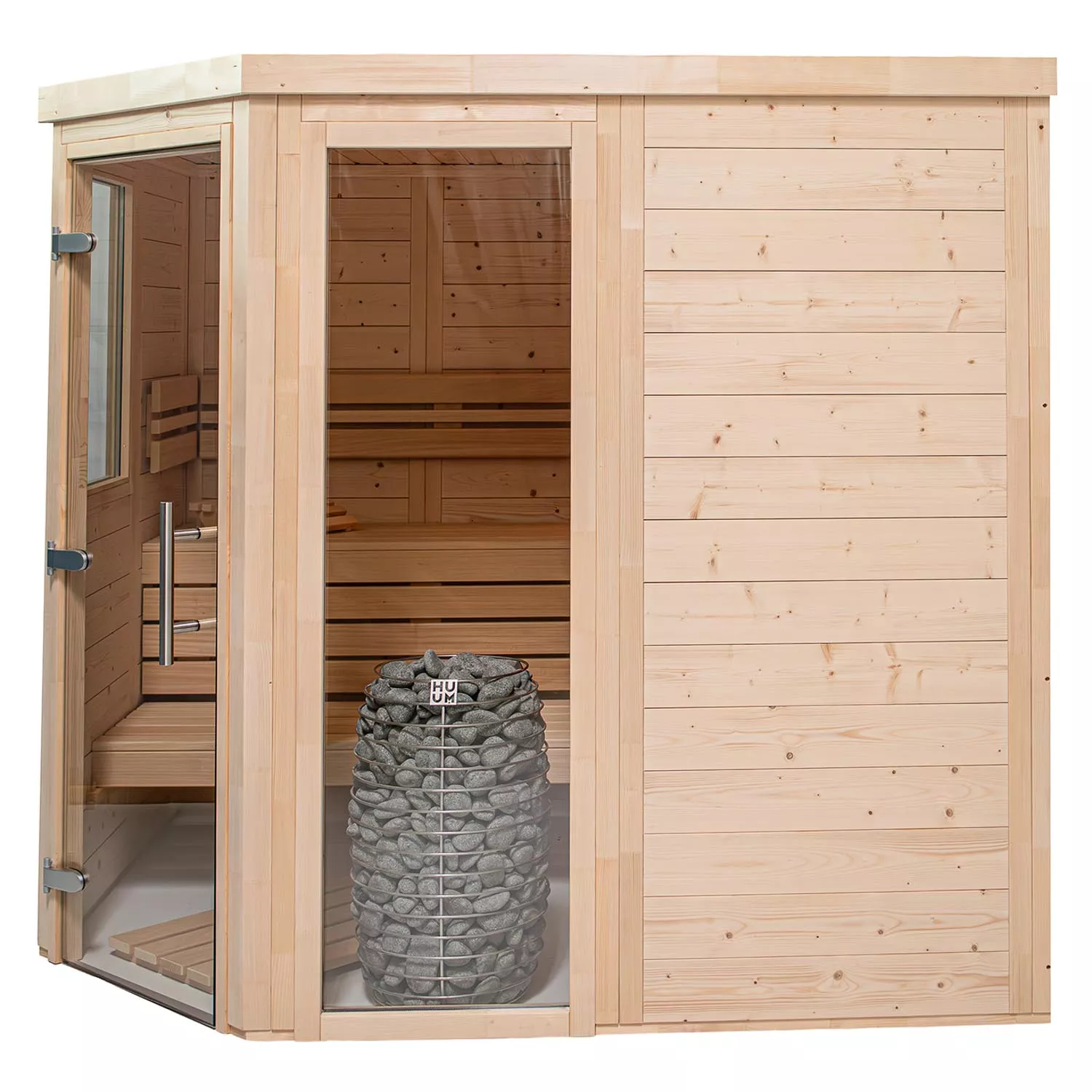 Blockbohlensauna Brillant 5-Eck 1.99x1.99 m 