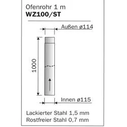 00036 Harvia Schornsteinverlängerung WHP1000 1000 mm rostfrei