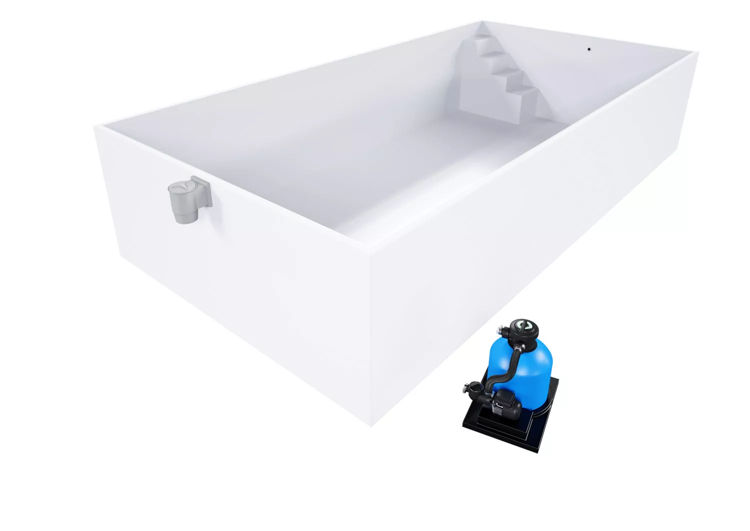 Isotherm-Pool Komplettset Basic weiß mit Ecktreppe Variofit
