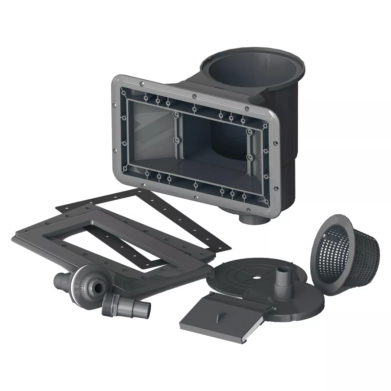 gre-wpc-pool-komplettset-skimmer Gre WPC Pool Komplettset Rechteckig Grau - 315 x 315 x 96 cm