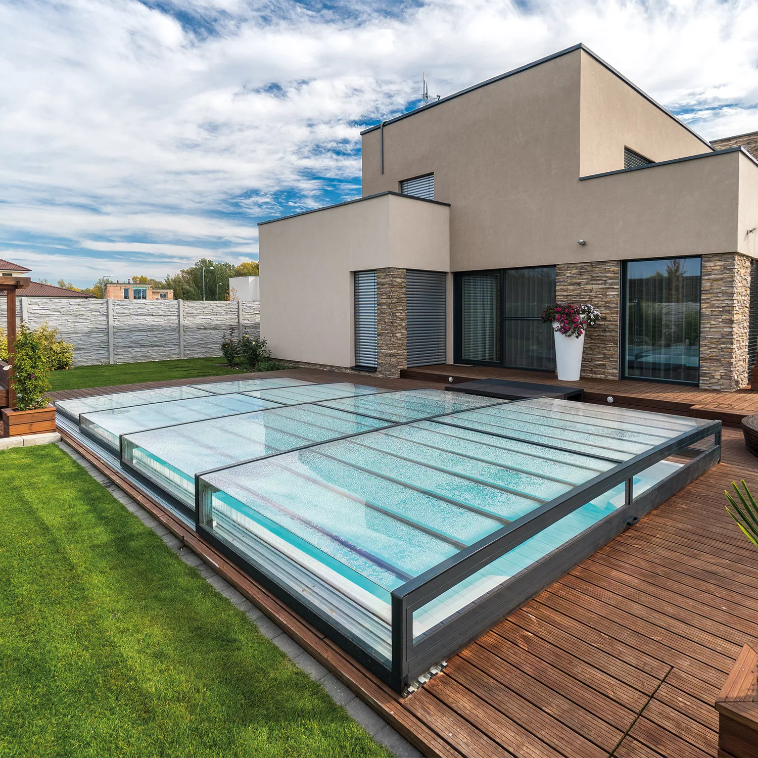 Schwimmbadüberdachung Horizon 8,35 x 3,50 x 0,52 m 