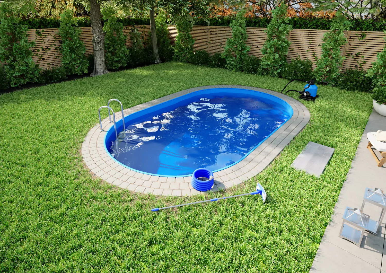 Stahlwandpool Komplettset Comfort Oval Blau 0,8mm - 4,00m x 10,00m x 1,50m
