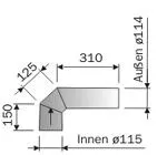 Winkelrohr 90° Durchmesser 115mm Harvia 